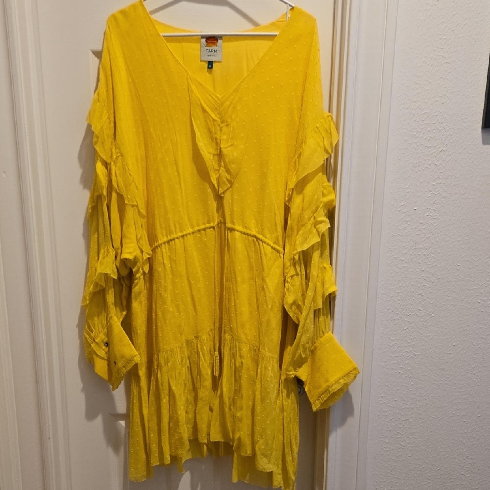 FARM Rio Sunflower Yellow Ruffle Mini Dress